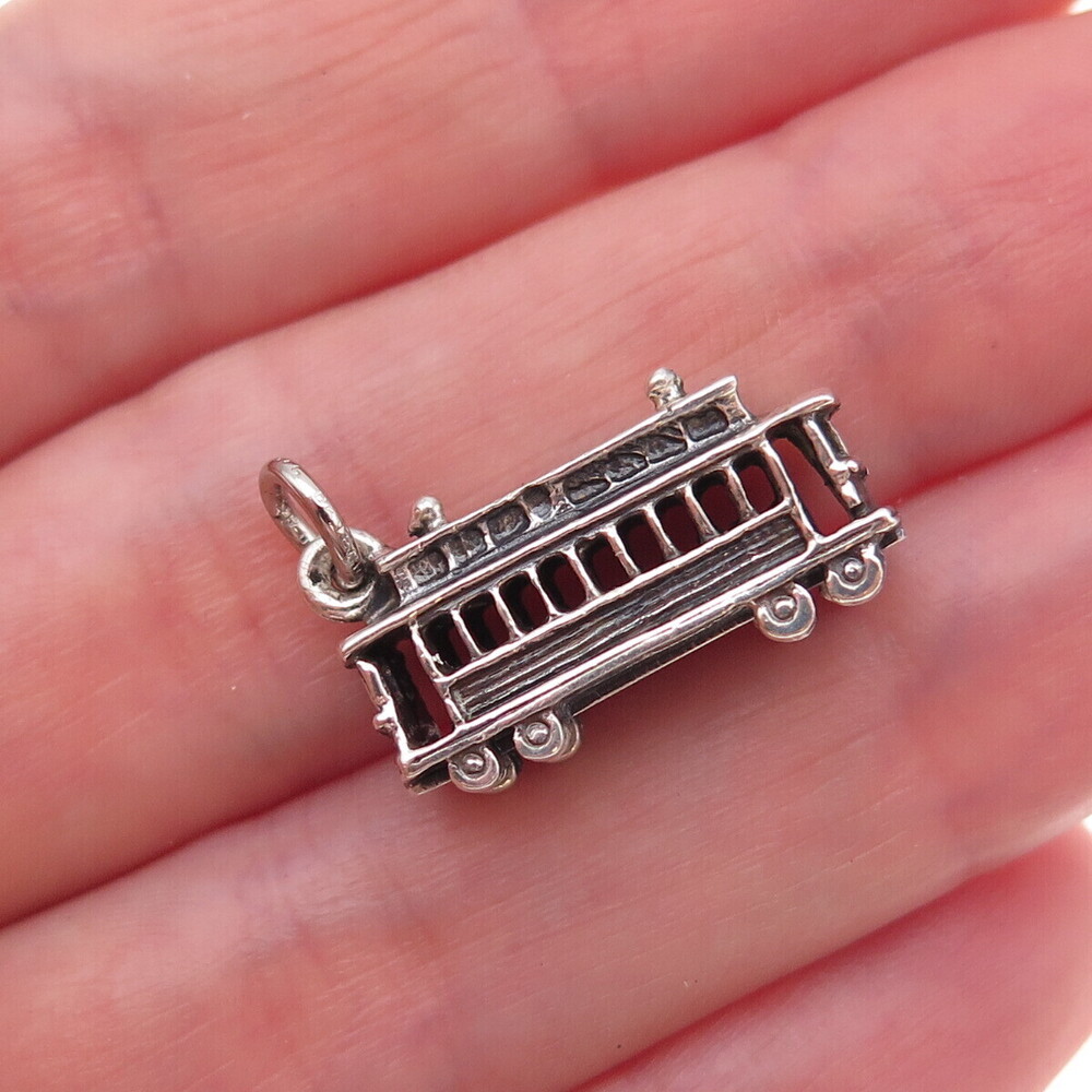 Danecraft 925 Sterling Silver Vintage New Orleans Streetcar 3D Charm Pendant